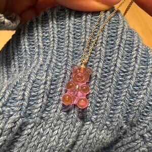 Pink Teddy Bear Gummy Necklace